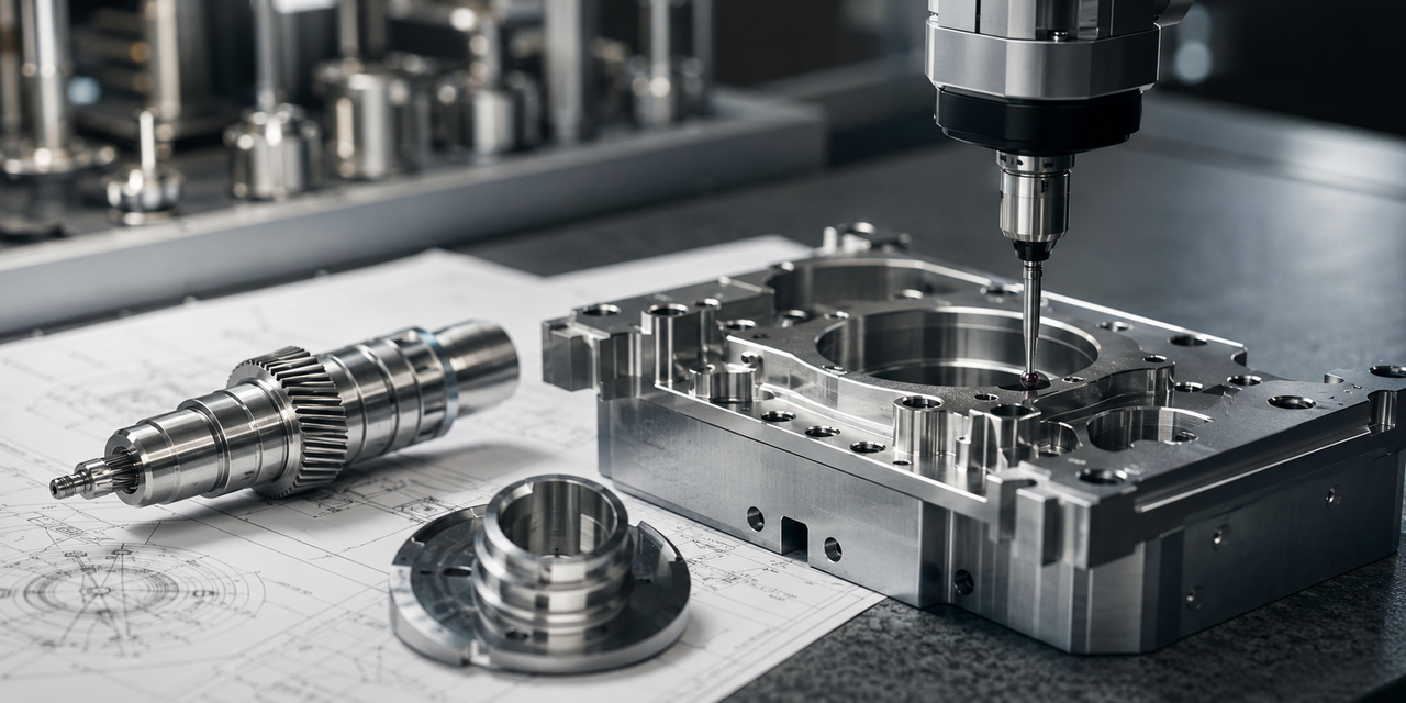 Precision CNC machining, inspection equipment, machined components, and engineering drawings